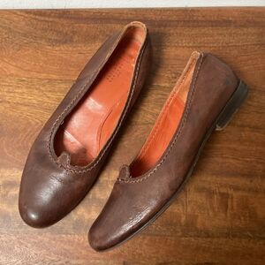 Barneys New York Brown Leather Flats